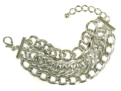 Multi metal chain link bracelet