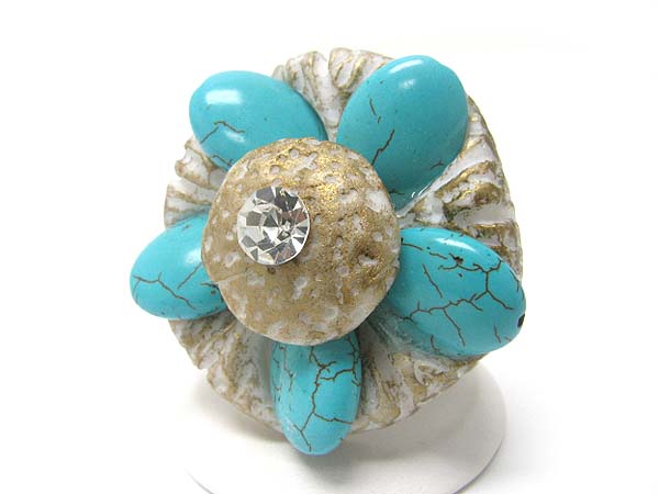 Sole crystal natural stone flower stretch ring