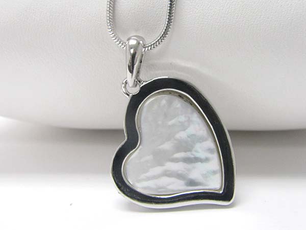 Made in korea whitegold plating mother of pearl heart pendant necklace