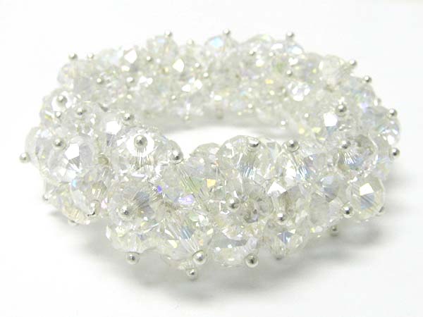 Crystal cut facet glass beads stretch bracelet