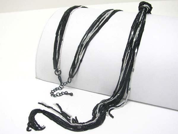 Multi chain knotted long necklace