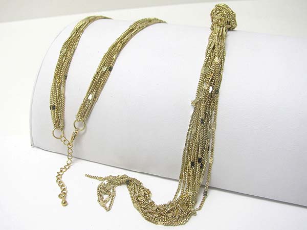 Multi chain knotted long necklace