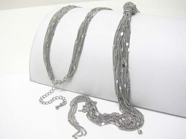 Multi chain knotted long necklace