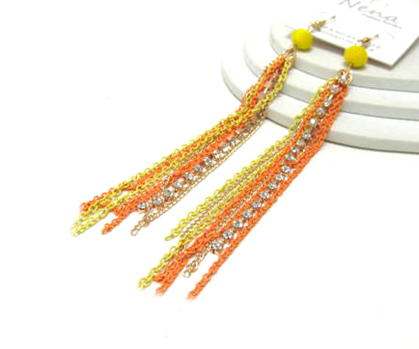 Crystal glass drop multi colorful fashion chain and crystal line drop earring