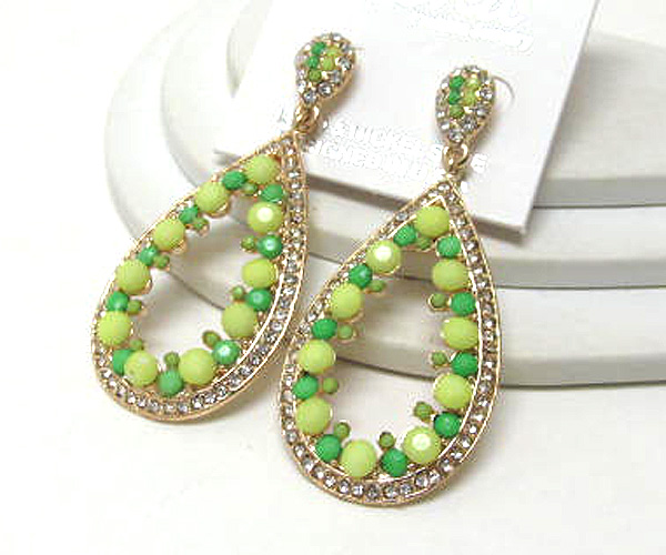 Multi fashion colorful crystal and acryl stone tear drop earring