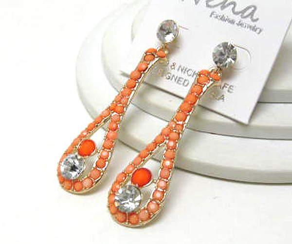 Multi fashion colorful crystal and acryl stone drop fashion tear drop earring