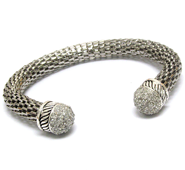 Crystal ball tip and adjustable mesh body bracelet