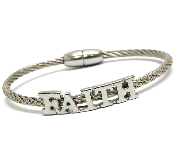 Faith message with wire cable magnetic function bangle bracelet