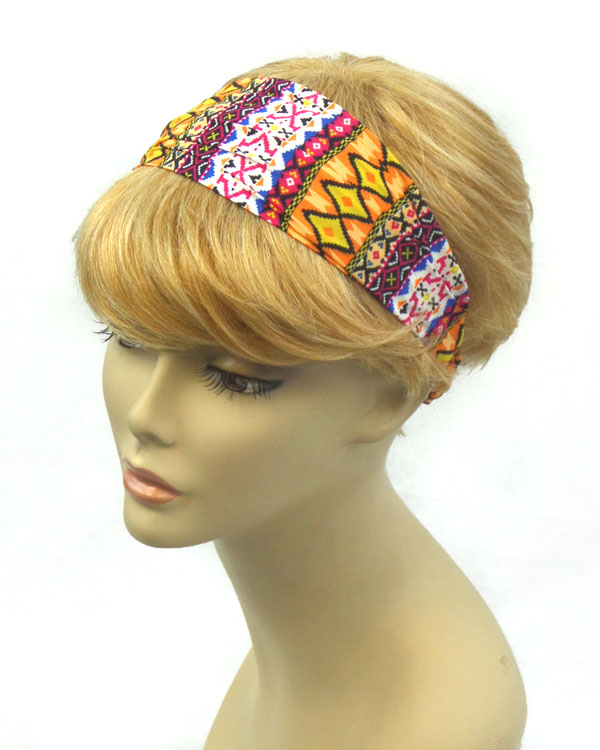 Aztec print stretch headband -western