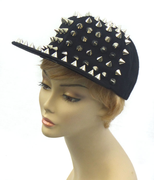 Spike front and brim punk hiphop cap