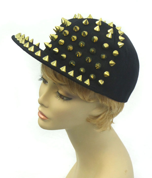 Spike front and brim punk hiphop cap