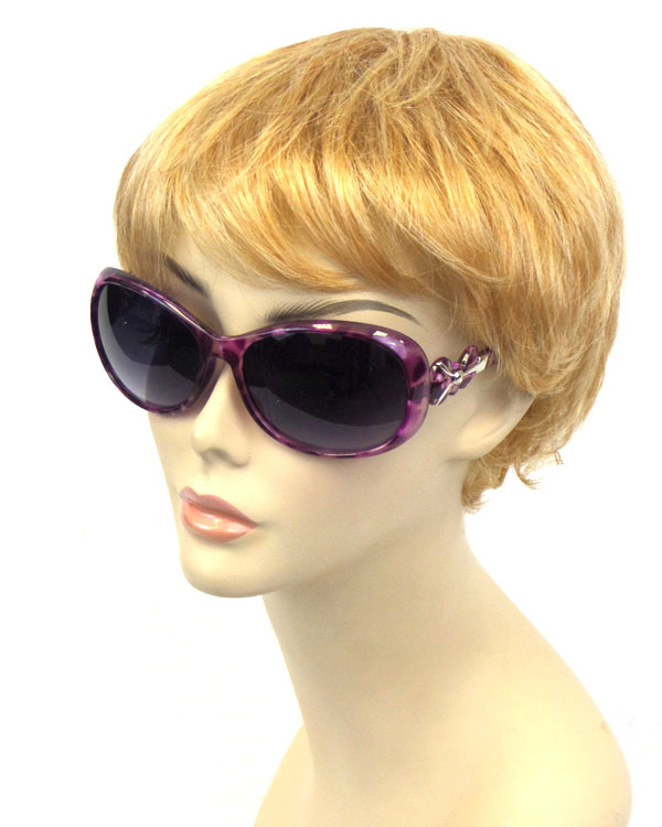 Metalic accent hinge sunglasses - uv protection