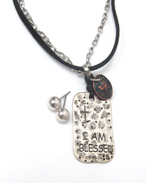 Retro vintage i am blessed metal art necklae