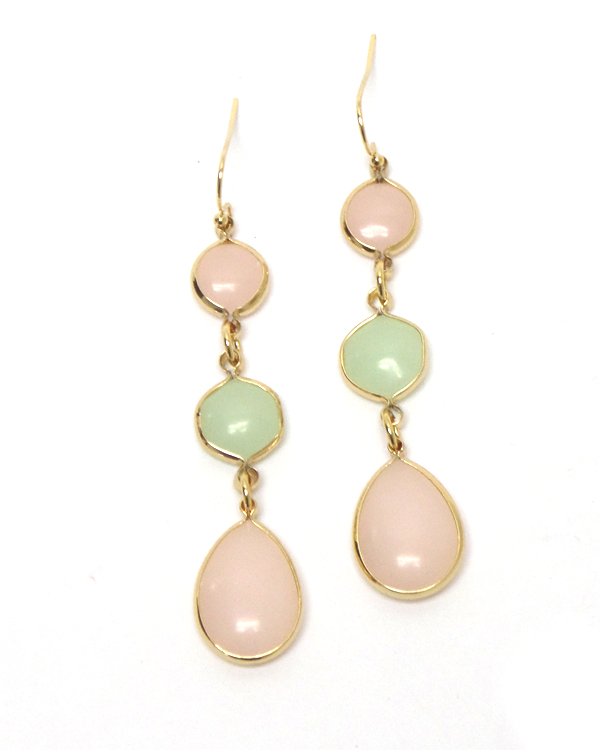 Oval stone drop earring