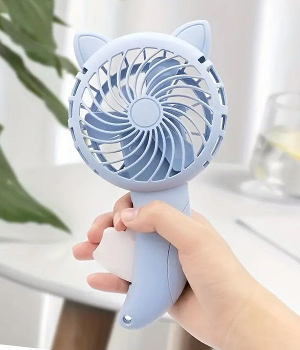 Battery free hand crank portable cat ear fan