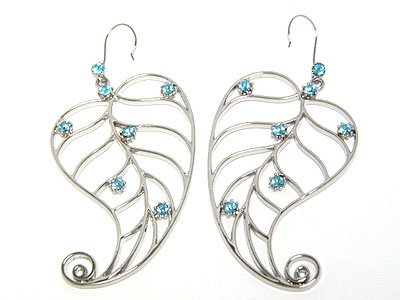 Large crystal leave frame earring