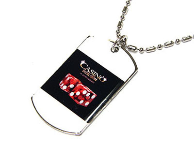 Epoxy coated photo quality color dog tag necklace - casino