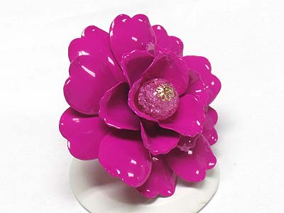 Extra large enamel metal flower ring