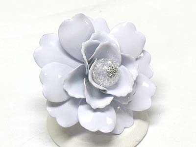 Extra large enamel metal flower ring