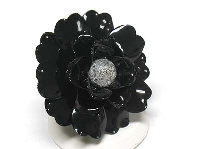 Extra large enamel metal flower ring