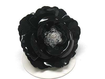 Extra large enamel metal flower ring