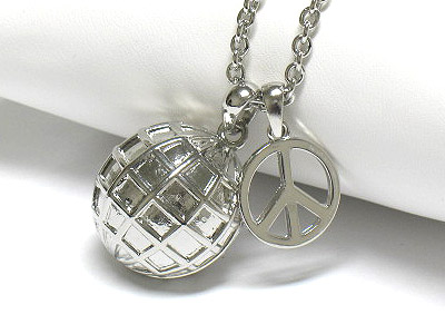 Globe and peace mark pendant necklace