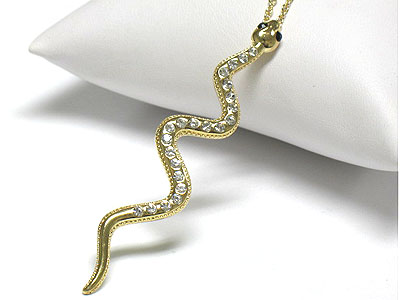 Crystal stud scrible snake peandant necklace