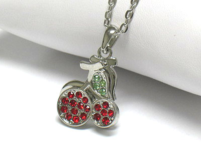 Crystal cherry pendant necklace