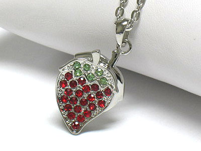 Crystal strawberry pendant necklace