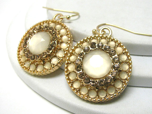 Crystal and enaeml beads deco round disk earring 