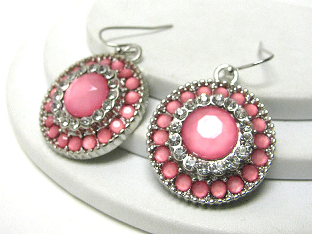 Crystal and enaeml beads deco round disk earring 