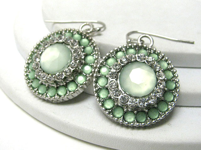 Crystal and enaeml beads deco round disk earring 