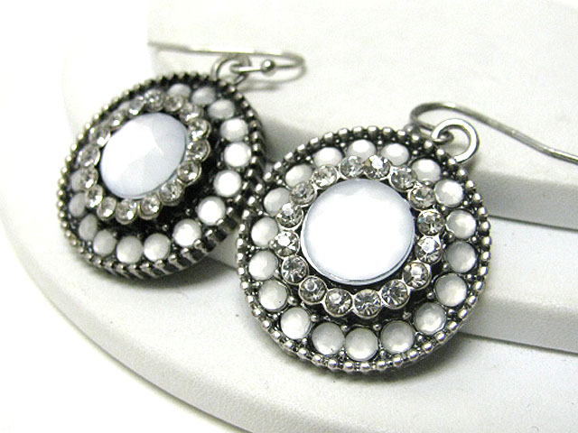 Crystal and enaeml beads deco round disk earring 