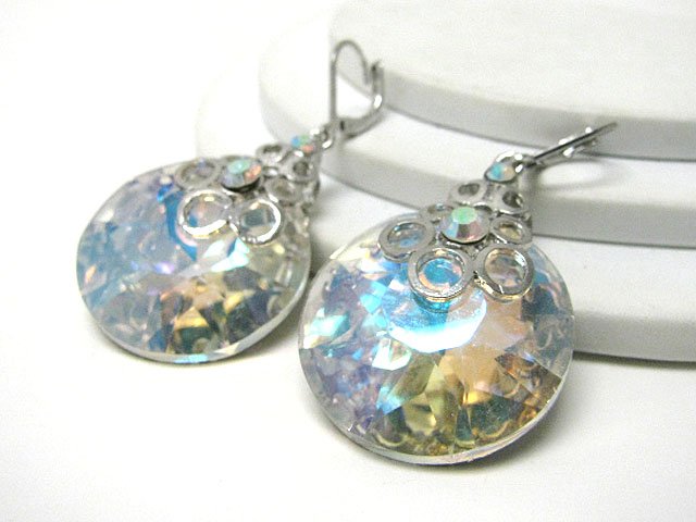 Austrian crystal fracet round disk earring?