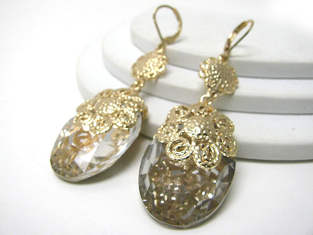 Austrian crystal fracet oval disk earring?