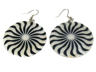 Zebra pattern round disk earring