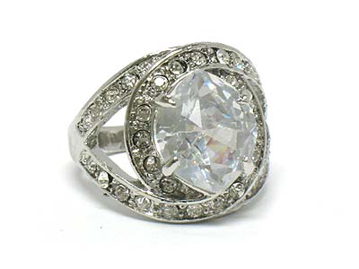 Boutique style large cubic and crystal deco ring