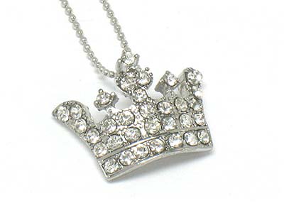 Crystal paved crown pendant necklace 