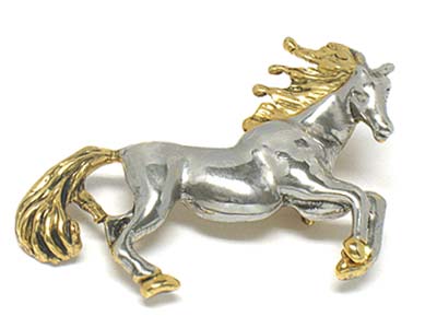 Metal horse brooch