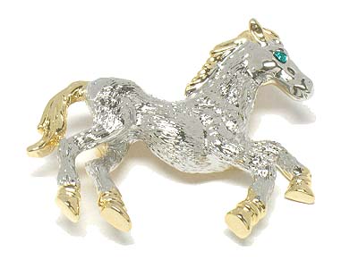 Metal horse brooch