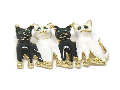 Crystal eye cats brooch