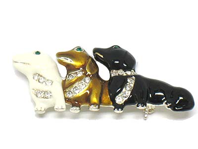 Crystal deco puppy brooch