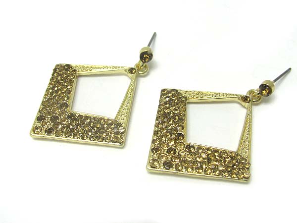 Crystal stud square drop earring