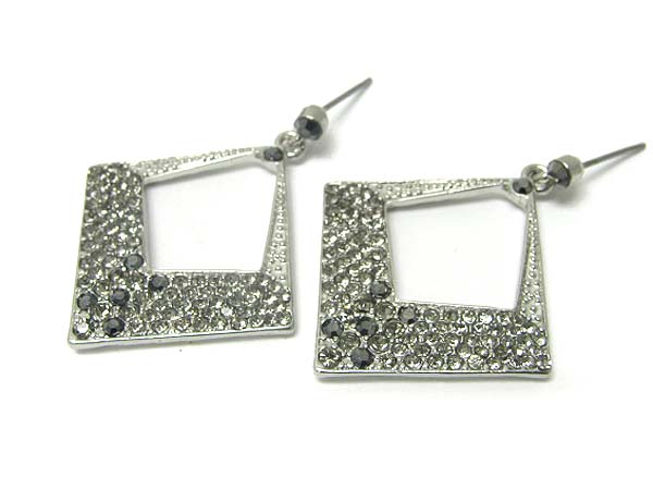 Crystal stud square drop earring