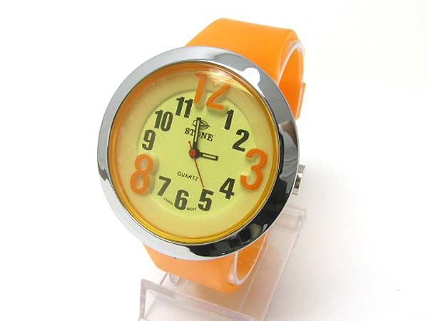 Fun round face rubber band fashion watch