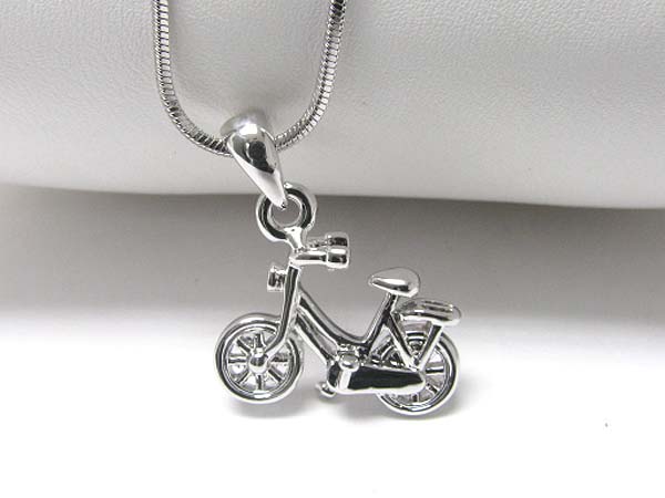 Made in korea whitegold plating crystal miniature bicycle pendant necklace