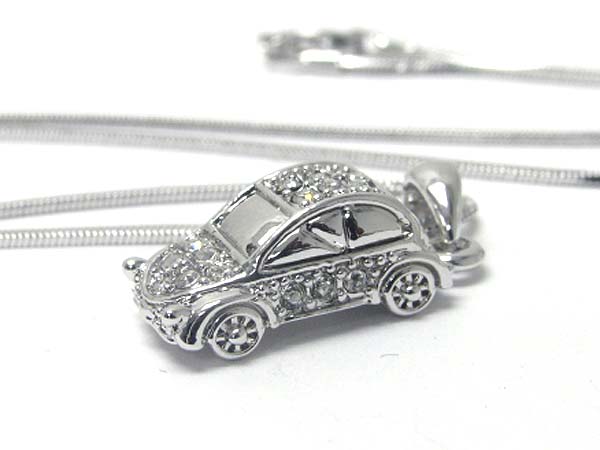 Made in korea whitegold plating crystal miniature car pendant necklace