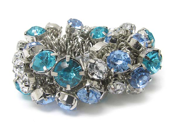 Crystal stud metal cluster strtch bracelet