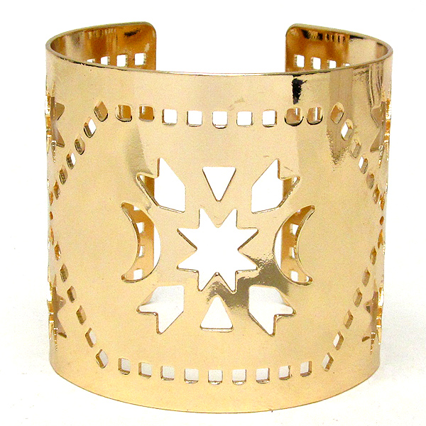 Metal filigree wide cuff bangle bracelet