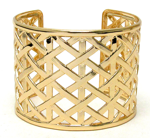 Metal woven filigree cuff bangle bracelet